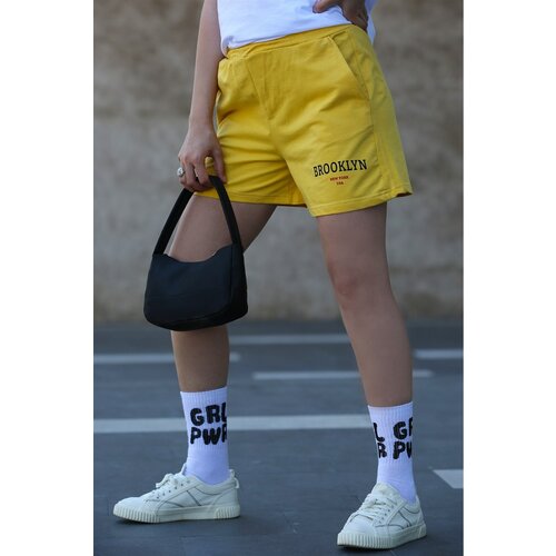 Madmext Mad Girls Yellow Printed Shorts Cene