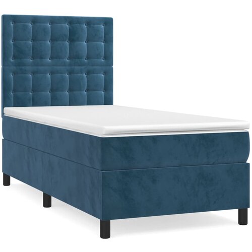 vidaXL Box spring postelja z vzmetnico temno modra 90x200 cm žamet, (20898463) Cene