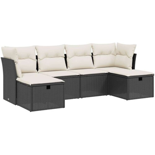VidaXL 6-dijelni set vrtnih sofa s jastucima crni od poliratana Slike