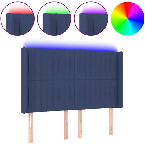 Maison Chic led posteljno vzglavje - vzglavna omarica - nočna omarica modro 147x16x118/128 cm blago, (21711634) Slike