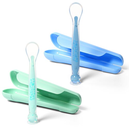 BabyOno Be Active Suction Baby Spoon žlička + embalaža Blue 6 m+ 1 kos Cene