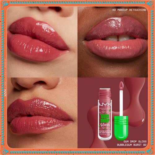 NYX Professional Makeup Gingerbaddie Land Gum Drop sijaj za ustnice odtenek 02 Bubblegum Burst 1 kos Slike