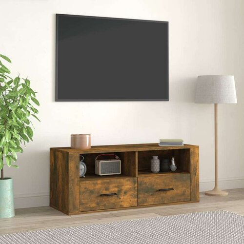 TV ormarić boja dimljenog hrasta 100x35x40 cm konstruirano drvo Slike