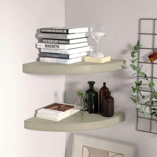 vidaXL plutajuće kutne police 2 kom boja hrasta 35 x 35 x 3,8 cm MDF Cene