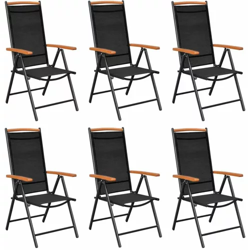  Zložljivi vrtni stoli 6 kosov tekstil črni, (21064951)