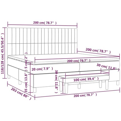 VidaXL Krevet s oprugama i madracem plavi 200 x 200 cm od tkanine Slike