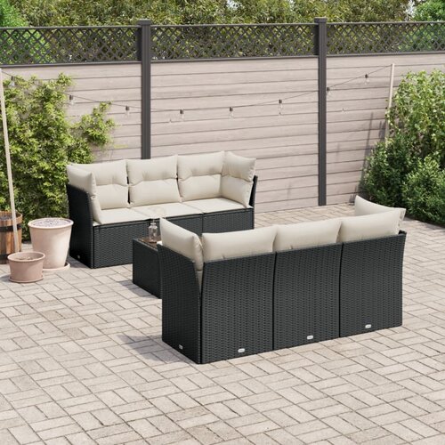 vidaXL 7-dijelni set vrtnih sofa od poliratana s jastucima crni Cijene
