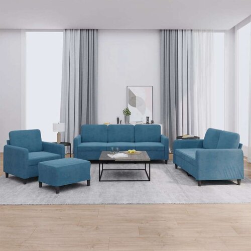 VidaXL 4-dijelna sofa garnitura plavi bar&amp;scaron;un Slike