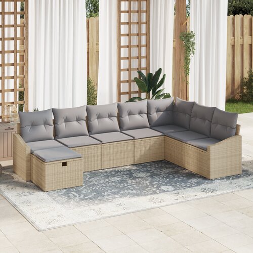 VidaXL Set od 8 Vrtnih Sofa s Jastucima od Bež Poly Ratana Slike