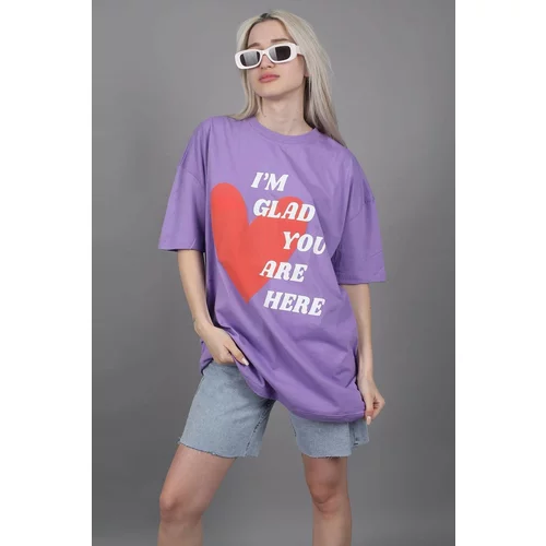 Madmext Mad Girls Lilac Print T-Shirt