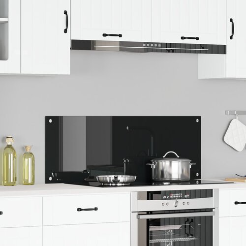 VidaXL Kuhinjski zidni panel Crna Staklo 110 x 40 x 0.6 cm Izdržljivo Slike