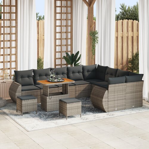 vidaXL 12-dijelni vrtni sofa set s jastučićima sivi poli ratan akacija Cijene