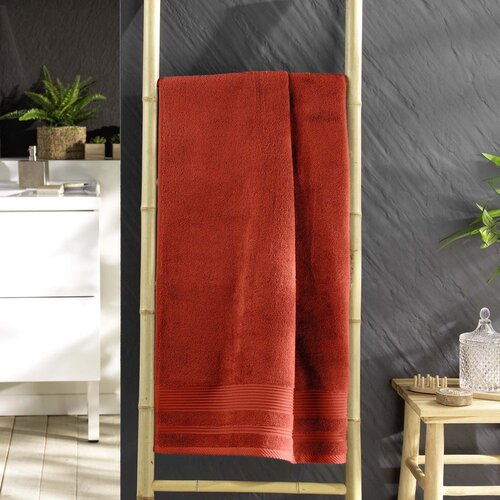 Douceur d int&amp;eacute;rieur Opečnato oranžna frotirna bombažna brisača 70x130 cm Tendresse &amp;ndash; Slike