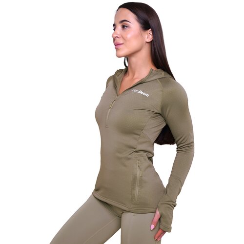 GymBeam ženska majica za trčanje 1/2 zip vetiver Slike