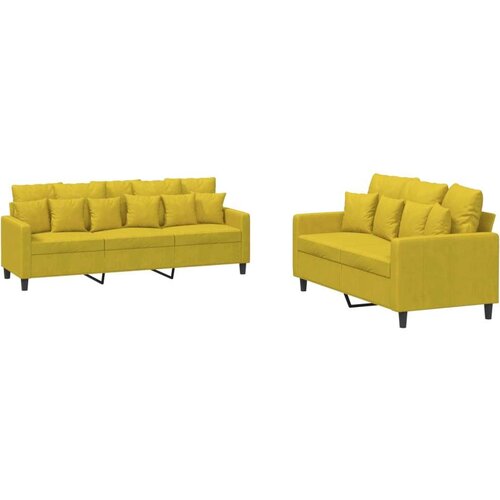 2-dijelni set sofa s jastucima žuti bar&amp;scaron;unasti Slike