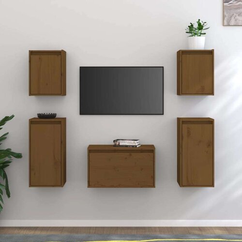 TV omarica 5 kosov medeno rjava trdna borovina, (20731213) Slike