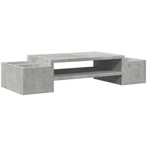  Stalak za monitor s pohranom boja betona 70 x 27 x 15 cm drveni Slike
