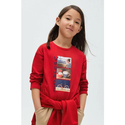 Mayoral Otroška bombažna majica z dolgimi rokavi rdeča barva