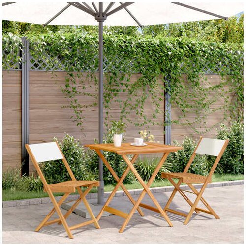 vidaXL 3-dijelni bistro set od tkanine i masivnog drva krem bijelim Cijene