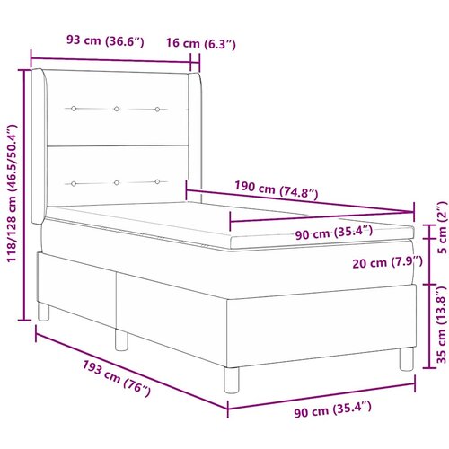  s opruga kutije Svijetlo siva 90 x 190 cm Bar&amp;scaron;un Slike