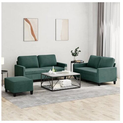 vidaXL 3-dijelni set sofa s jastucima tamnozeleni baršunasti Cijene