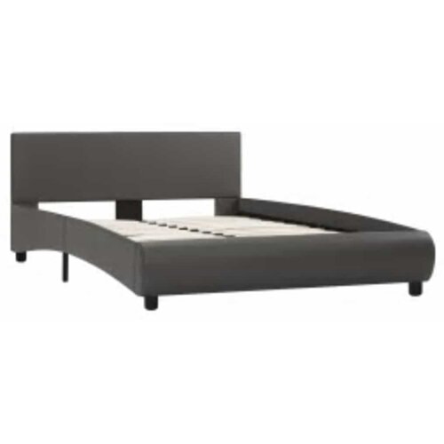  Okvir za krevet od umjetne kože s LED svjetlom sivi 140x200 cm Slike