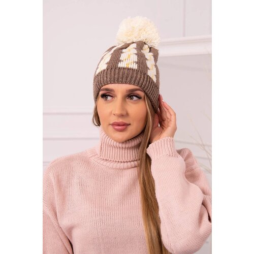 Kesi Cap with a pompom Rozalia K323 ecru+mocca Cijene