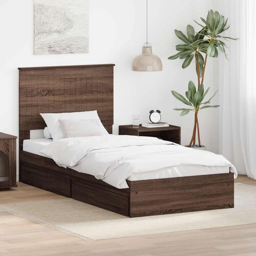  Krevet s od storage Smeđi hrast 90 x 190 cm Konstruirano drvo Cijene