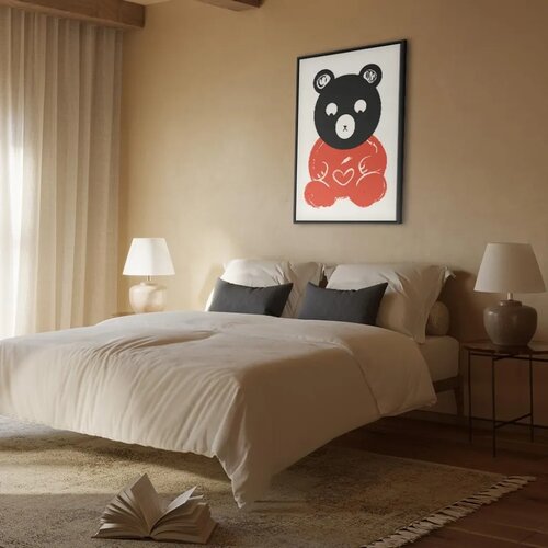  Slika - Thoughtful Bear (1 Part) Vertical 60x90 U crnom drvenom okviru Slike