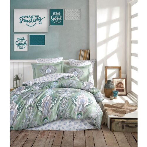  mavarova - mint mintgreenwhite satin super king quilt cover set (eu) (it) Cene