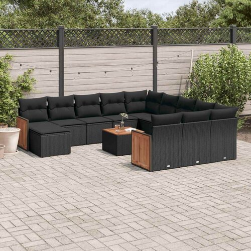  13-dijelni set vrtnih sofa s jastucima poliratan crni Cijene