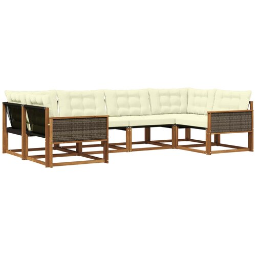 vidaXL Zunanja garnitura za sedenje z blazino 6 pcs Naravna in smetana, (5000272974) Cene