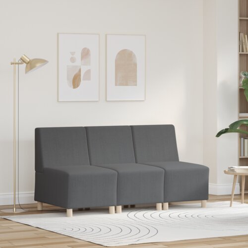 VidaXL Sofa Chiar 3 pcs Tamno siva 55 x 74 x 82 cm Bar&amp;scaron;unasta tkanina Slike