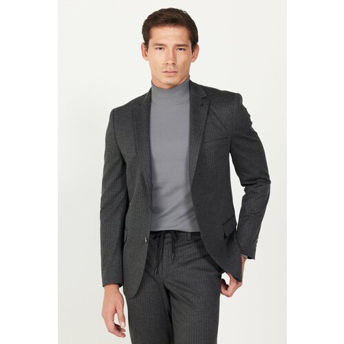 ALTINYILDIZ CLASSICS Men's Anthracite Slim Fit Slim Fit Mono Collar Striped Suit Slike