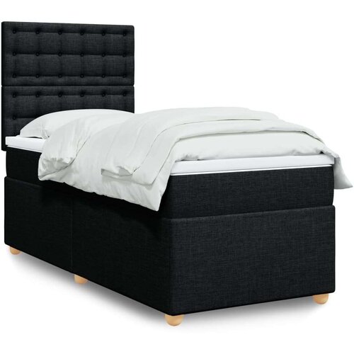 Box spring krevet s madracem crni 80 x 200 cm od tkanine Cijene