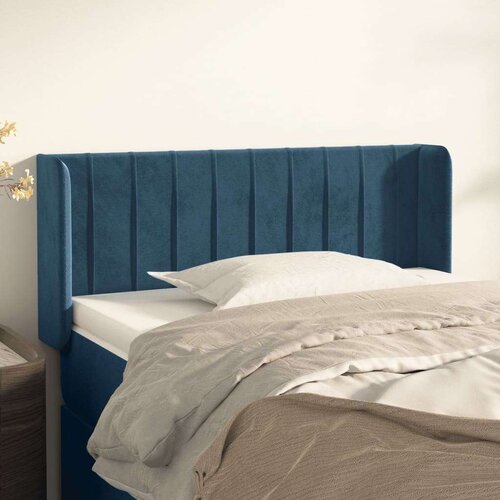  Vzglavje z u&amp;scaron;esi temno modro 103x16x78/88 cm žamet, (20793996) Slike
