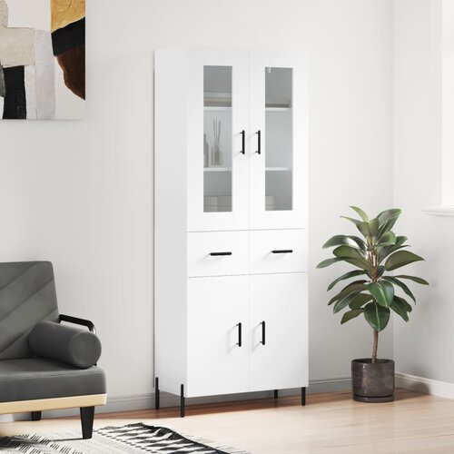 The Living Store Visoka omara bela 69,5x34x180 cm inženirski les - Visoka Omara, (21661230) Slike