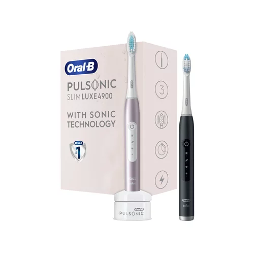 Oral-b Pulsonic Slim Luxe 4900 sonična električna zobna ščetka, 2 telesisonična električna zobna ščetka, 2 telesi Rose Gold/Matte Black