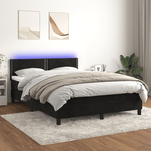 VidaXL Krevet box spring s madracem LED crni 140x200 cm bar&amp;scaron;un Slike