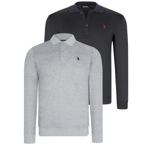 Dewberry DOUBLE SET V4007 MEN'S SWEATSHIRT-NAVY - GREY Cene