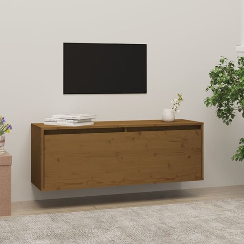 vidaXL Stenska omarica medeno rjava 100x30x35 cm trdna borovina Cene