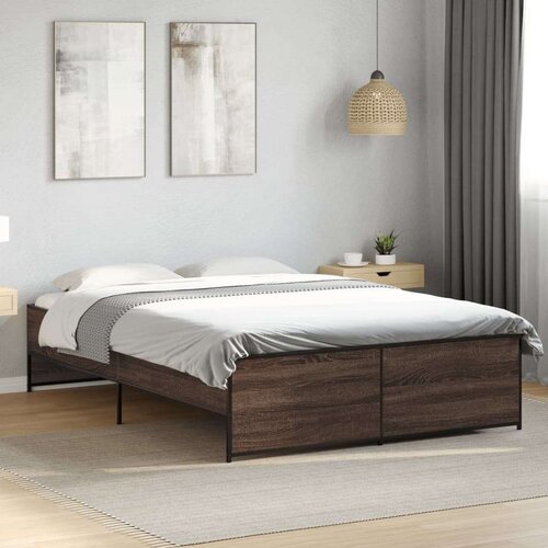 VidaXL Okvir kreveta boja hrasta 120x200 cm konstruirano drvo i metal Slike