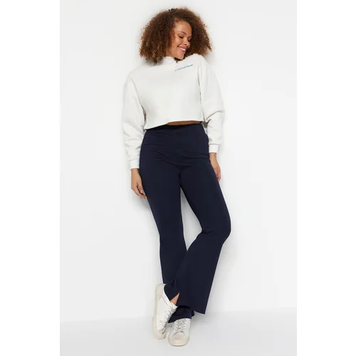 Trendyol Curve Plus Size Pants - Dark blue - Bootcut