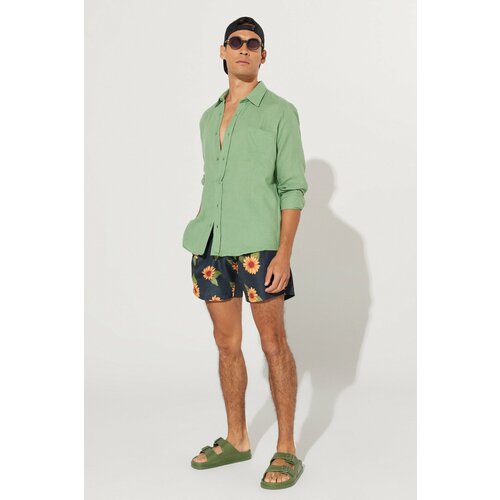 AC&Co / Altınyıldız Classics Men's Khaki Standard Fit Regular Fit Pocket Quick Dry Patterned Marine Shorts Slike