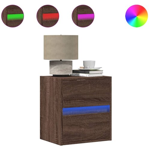 Maison Chic Stenski Dvo delni komplet Nočne omarice - Nočne mize z LED lučkami rjavi hrast, (21687857) Slike