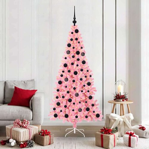 vidaXL Božično drevo med 300 LED z stojalom Roza 180 cm PVC Cene