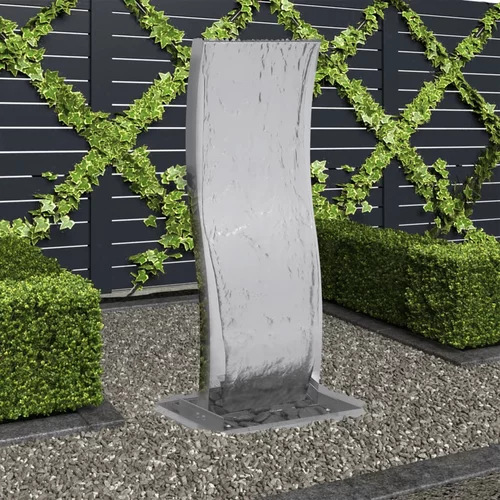 vidaXL Vrtna fontana s črpalko nerjaveče jeklo 90 cm zaobljena