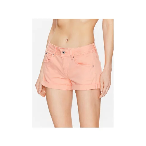 Pepe Jeans Kratke hlače iz tkanine Siouxie PL801002YE4 Oranžna Regular Fit