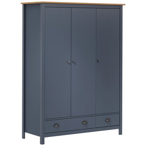 The Living Store Garderobna omara s 3 vrati Hill siva 127x50x170 cm borovina - Garderobna Omara, (21434381) Slike