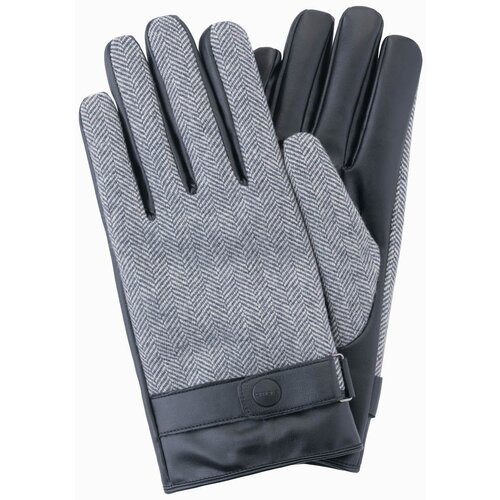 Ombre Elegant men's mixed material gloves - grey melange Cene